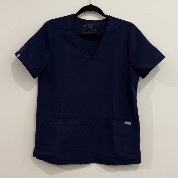 Figs Tops - FIGS Three Pocket Scrub Top in Navy Blue, Woman’s Medium